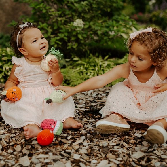 (3/$25) Hand Crochet Friendly Watermelon Wedge Rattle for Babies Organic Cotton - Picture 2 of 4